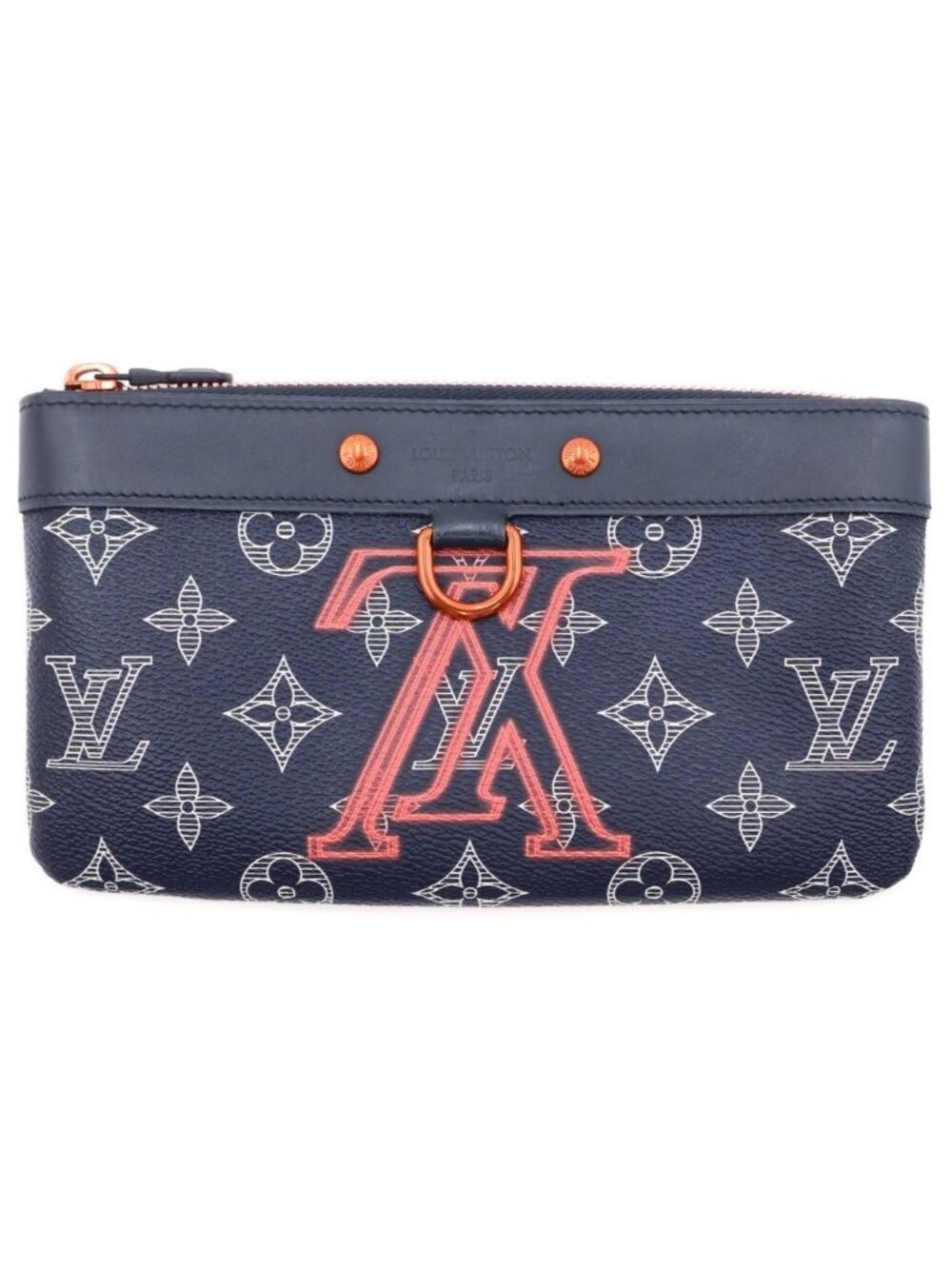 Louis Vuitton Monogram Ink Upside Down Pochette Apollo PM Pouch Multi Navy